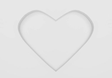 3D render. Beyaz ve gri rengi içbükey kalp şekli duvar arka plan Sevgililer veya özel herhangi bir zaman için.