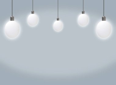 3D render. modern beyaz ampul lamba ışık kopya alanı gri arka plan üzerinde.