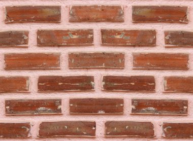 pembe çimentolar duvar doku arka plan üzerinde eski kırmızı tuğla üzerinde kapat.