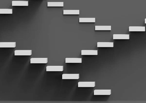 3d rendering. Infinity white staircase on black wall background.