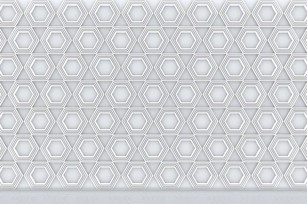 现代白色六角形图案墙和地板背景 — 图库照片