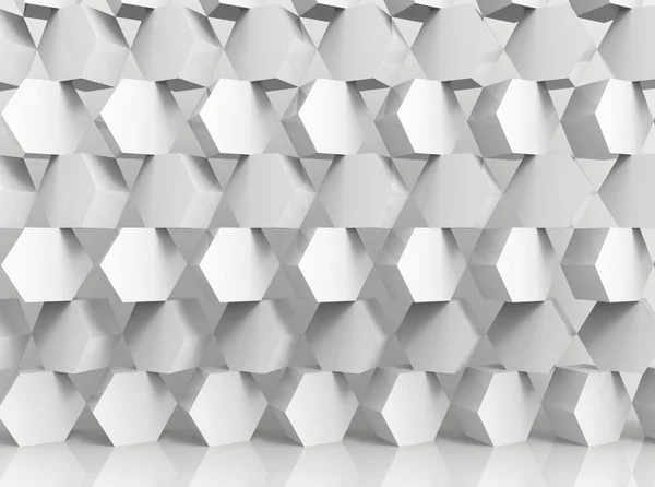 Vykreslování Abstraktní Pozadí Bílé Hexagonální Tvar Stěny Zásobníku — Stock fotografie