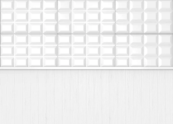白色正方形图案与木面板墙壁背景 — 图库照片