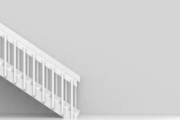 Rendering Modern White Wood Stairway Copy Space Gray Wall Background — Stock Photo, Image