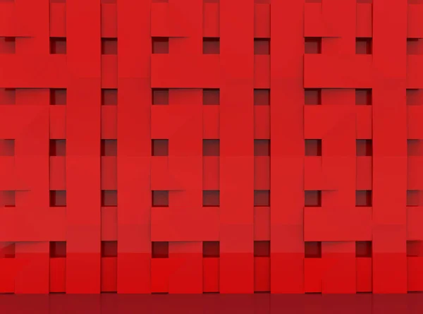 Rendering Overlayed Red Panels Square Shape Pattern Wall Background — Stock Photo, Image