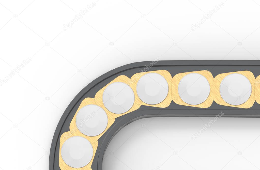 3d rendering. empty japanese sushi dish on running belt machine with copy space white background.