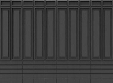 3D render. Lüks siyah kare şekli desen ahşap duvar arka plan