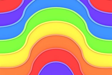 3D render. Modern lgbt gökkuşağı renkli eğrisi dalga çizgi deseni boşluk duvar arka plan.