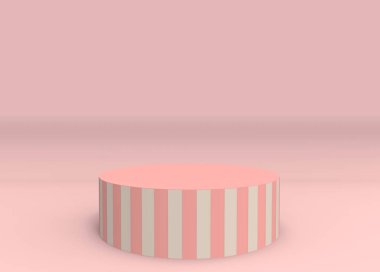 3D render. pembe ve vanilya renkli sirk podyum tarzı kopya alan arka plan üzerinde.