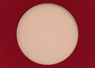 3D render. vanilya renkli dairesel alan kırmızı çimento duvar arka plan üzerinde.