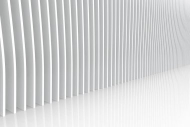 3D render. Perspektif Görünümü gri eğrisi panel duvar ve döşeme arka plan.
