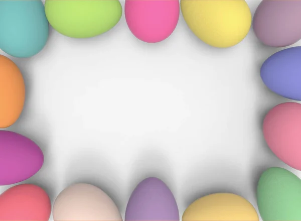 在白色复制空间上的浅色色调鸡蛋模板 可以通过剪裁路径改变背景颜色 复活节时间最好用 — 图库照片