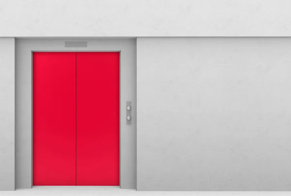 Rendering Red Elevator Door Gray Cement Copy Space Wall Background — Stock Photo, Image