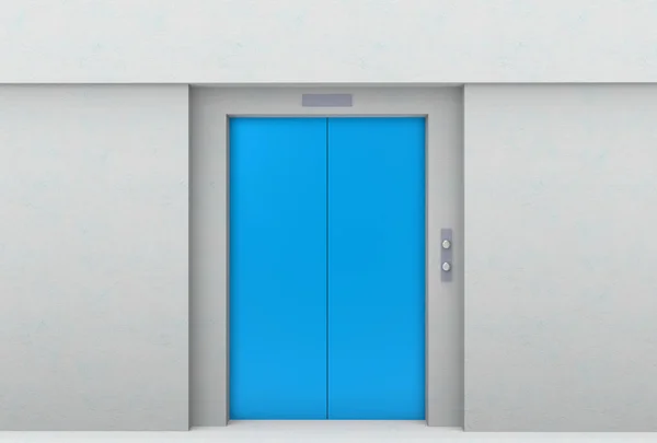 Renderizado Puerta Ascensor Azul Con Fondo Pared Cemento Gris — Foto de Stock