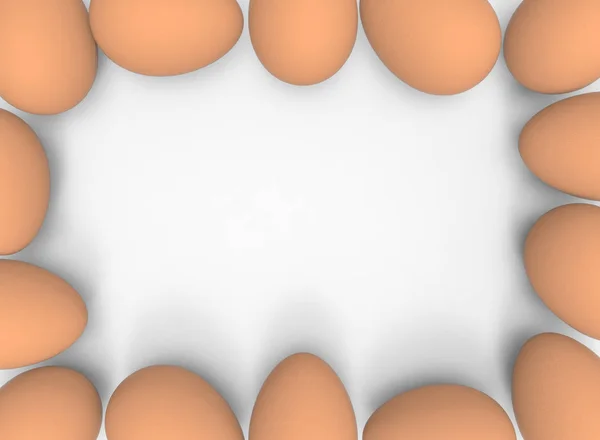 Renderizado Plantilla Huevos Marrones Sobre Fondo Espacio Copia Blanca Con —  Fotos de Stock