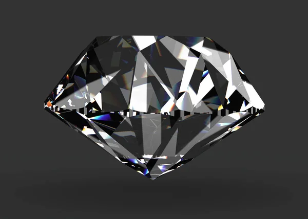 Rendering Una Gemma Diamante Sfondo Grigio Scuro — Foto Stock