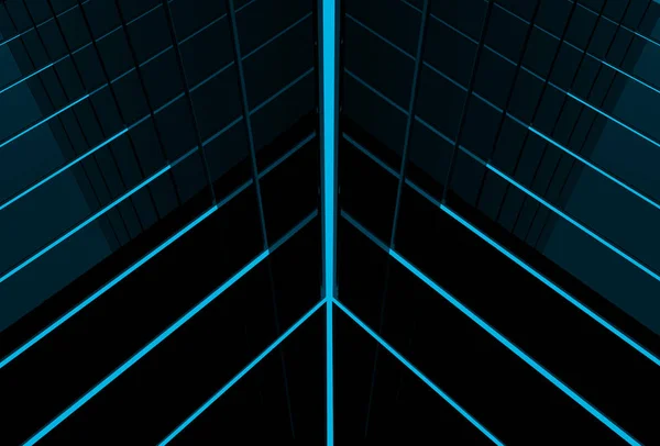 Vykreslování Moderní Futuristické Černé Panely Světle Modrém Pozadí — Stock fotografie