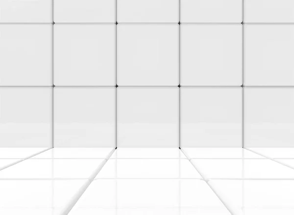 Vykreslování Abstraktní Bílá Zaoblený Čtverec Krychle Pole Tvar Obkladů Pozadí — Stock fotografie