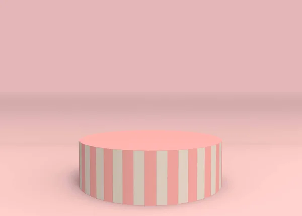 3D render. pembe ve vanilya renkli sirk podyum tarzı kopya alan arka plan üzerinde.