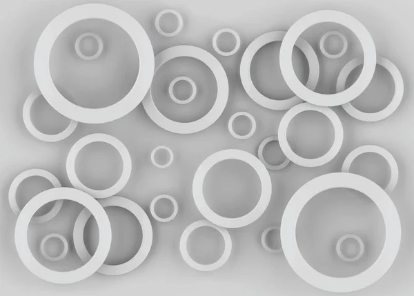 Візуалізація Випадковий Розмір Круглого Кільця Сірому Фоні Стіни — стокове фото