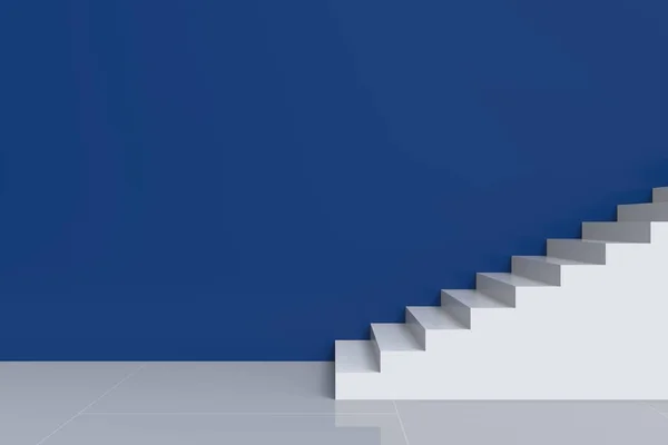 Renderizado Modernas Escaleras Blancas Con Fondo Pared Espacio Copia Cemento — Foto de Stock