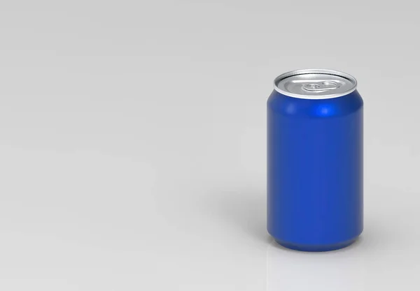 Vykreslování Perspektivní Pohled Prázdné Modré Nealkoholický Nápoj Cola Může Kopírovat — Stock fotografie