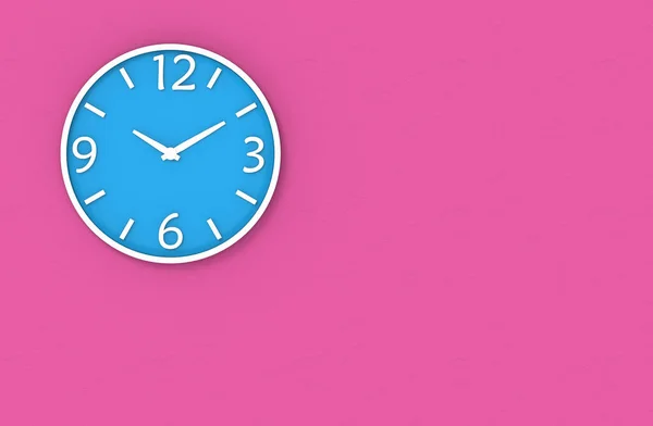 Rendering Tempo Segno Vittoria Del Moderno Orologio Blu Sfondo Rosa — Foto Stock