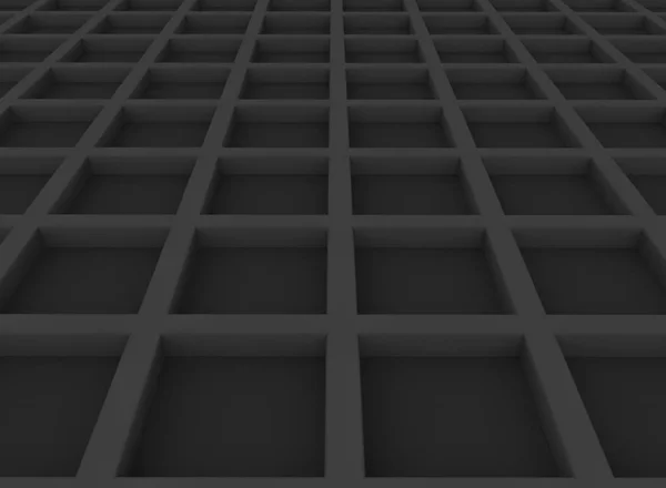 Renderowania Widok Perspektywiczny Tle Abstrakcja Czarny Kwadrat Siatki Pole Wzór — Zdjęcie stockowe