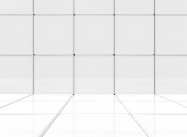 Rendering Abstract White Rounded Square Cube Box Shape Tile Wall — Stock Photo, Image