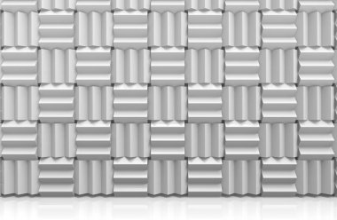 3D render. Modern gri sanat tasarım sqaure çini blok yığını duvar arka plan.