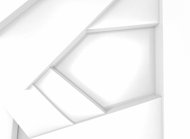 3D render. Kopya alanı Merkezi ile diğer soyut beyaz uzun kutuları Tur.