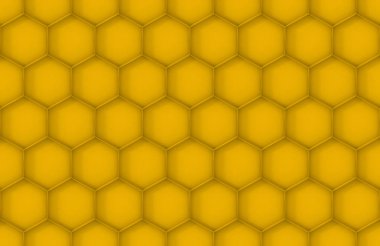 3D render. kesintisiz sarı arı kovanı ya da petek duvar doku geçmiş.