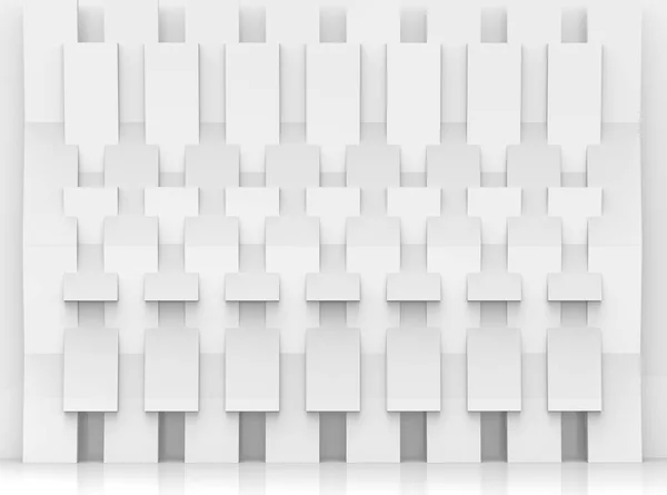 Renderização Abstrato Branco Moderno Retângulo Padrão Parede Fundo — Fotografia de Stock