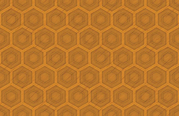 Renderização Painel Madeira Borwn Sem Costura Moderna Forma Hexagonal Fundo — Fotografia de Stock