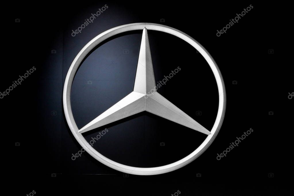 2017 NOVEMBER 3 TOKYO JAPAN. A mercedes benz logo at tokyo motor show exhibition.