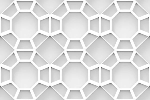 Renderizado Fondo Pared Patrón Hexagonal Blanco Moderno Sin Costuras Abstracto —  Fotos de Stock