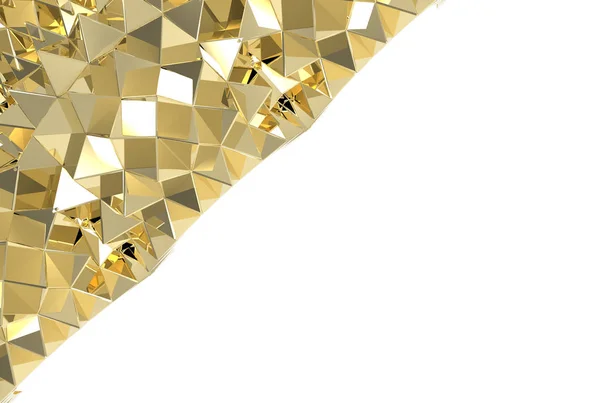 レンダリング コピー スペース白背景に高級黄金トライ多角形板 — ストック写真