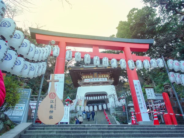 2015 Diciembre Enoshima Japón Una Puerta Templo Isla Enoshima Que — Foto de Stock