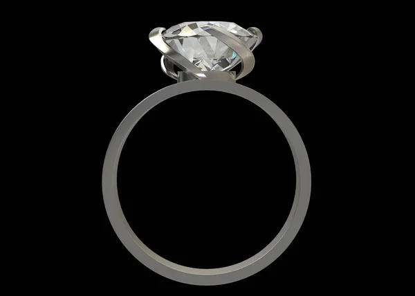 Renderização Vista Frontal Anel Diamante Design Luxo Fundo Escuro Com — Fotografia de Stock