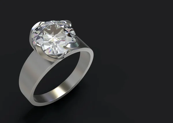 Darstellung Luxus Design Diamantring Mit Clipping Pfad Auf Dunklem Kopierraum — Stockfoto