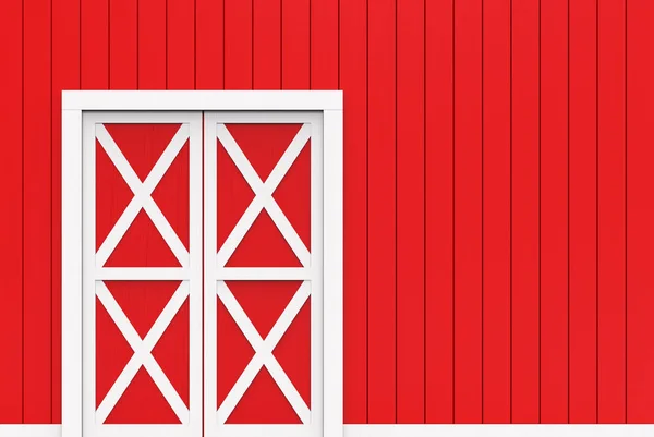 红木板墙背景上关闭的白色门 — 图库照片