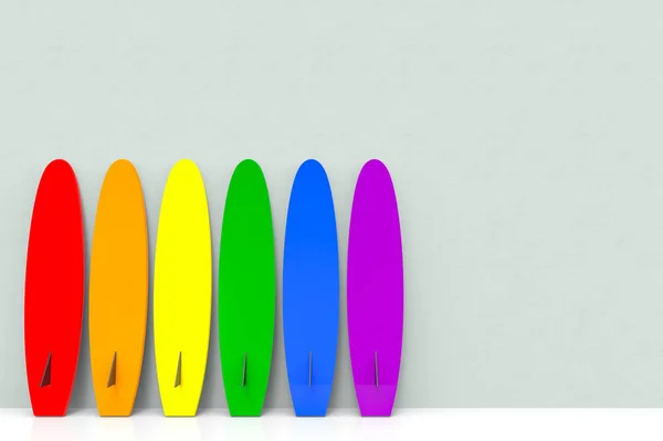 Рендеринг Цветной Серфинг Lgbt Сером Цементном Фоне — стоковое фото