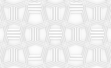 3d render. modern çizgili beyaz altıgen şekil desen duvar arka plan.