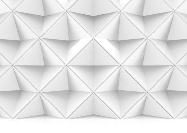 3D rendering. Modern beyaz Çokgen kare ızgara şekil desen duvar arka plan.
