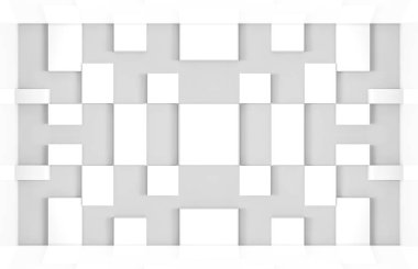 3D rendering. basit beyaz rasgele küp boyutu kutu deseni gri bir arka plan.