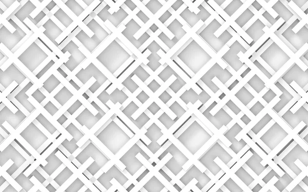 Prostorové Vykreslování Moderní Náhodný Bílý Pruh Tvaru Čtverce Pozadí — Stock fotografie