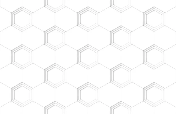 レンダリング シームレスな白い六角形の形状パターンの背景 — ストック写真