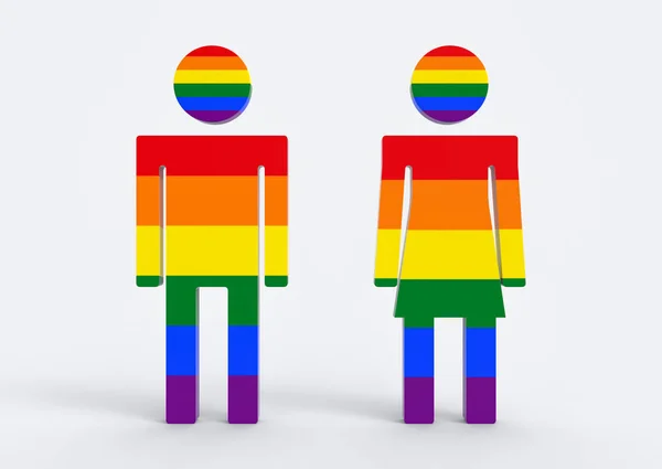 Rendering Lgbt Rainbow Color Male Female Gender Icon Symbol White — Stock Photo, Image