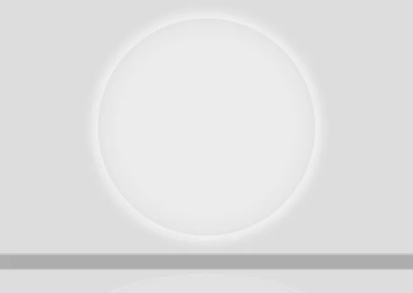 Візуалізація Біла Кругла Пластина Сяючим Світлом Задній Стороні Сірому Фоні — стокове фото