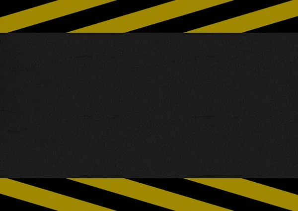 Rendering Black Yellow Caution Line Cement Road Background — Stock Photo, Image